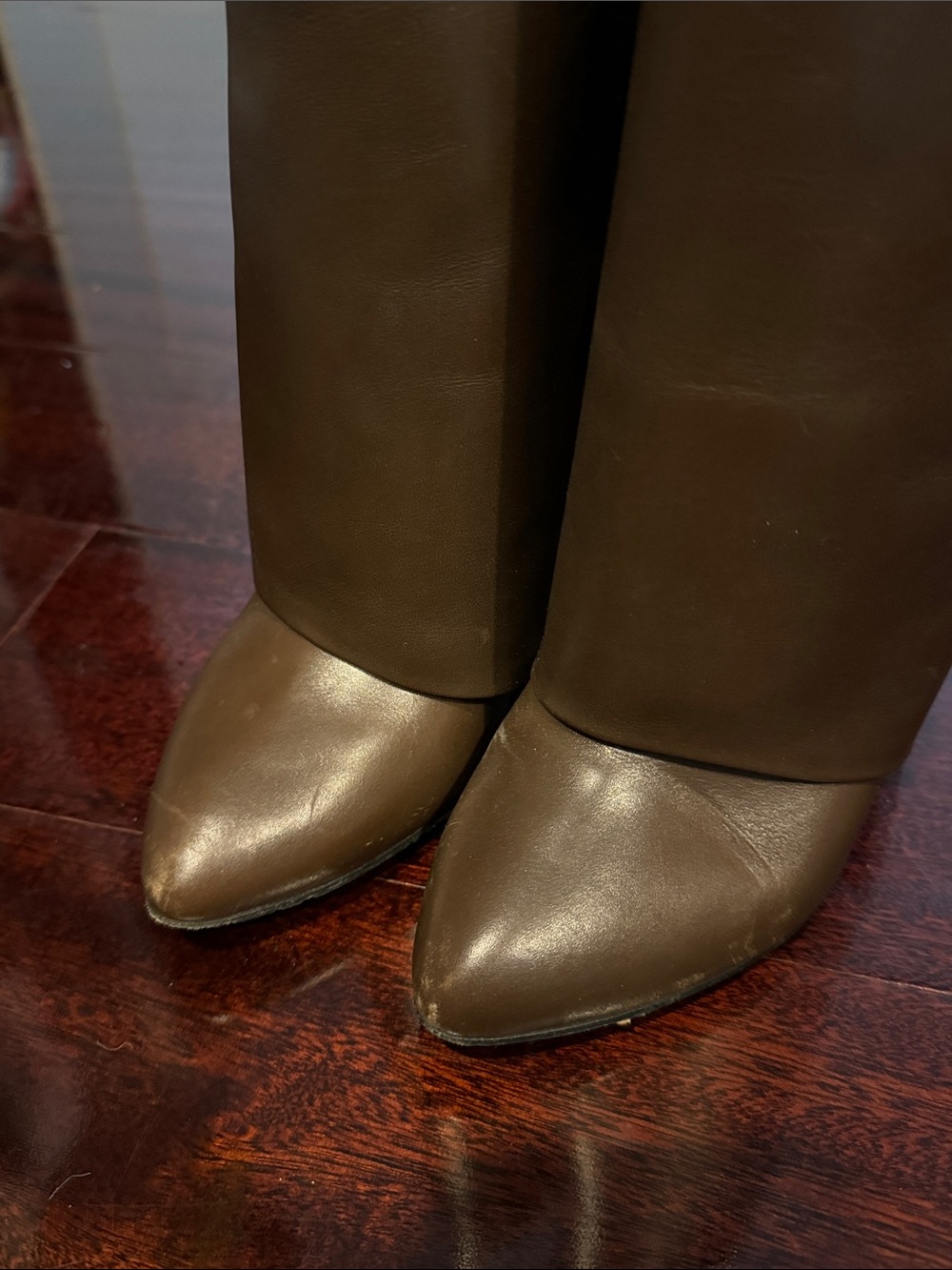 Givenchy Brown Leather Over-the-Knee Boots with Silver Buckle Detail - Picture 3 of 6